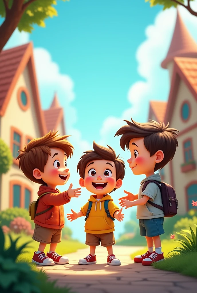 create 3 cartoon boys together