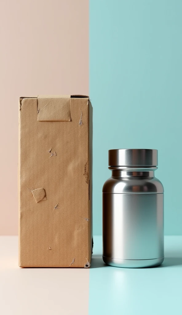 A side-by-side comparison of old and new anti-allergy medications, with the old in a worn box and the modern in a shiny, high-tech bottle.