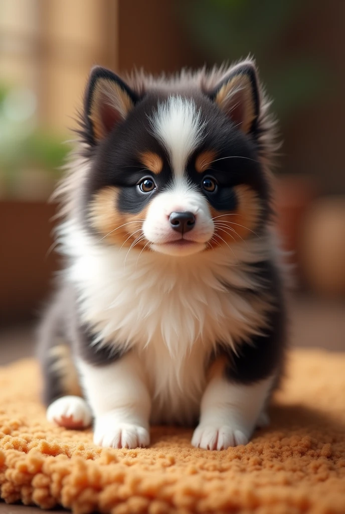 German Spitz baby face black with white muzzle