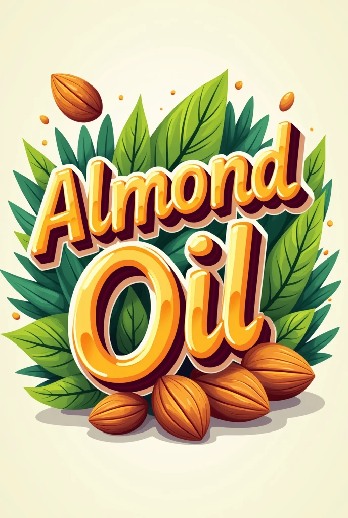 I need a logo for a product of almond oil with vitamin E that is more creative and contains text that is not too serious, more eye-catching and that the text is in Spanish, it is more like a logo for a bottle of almond oil with vitamin E. 