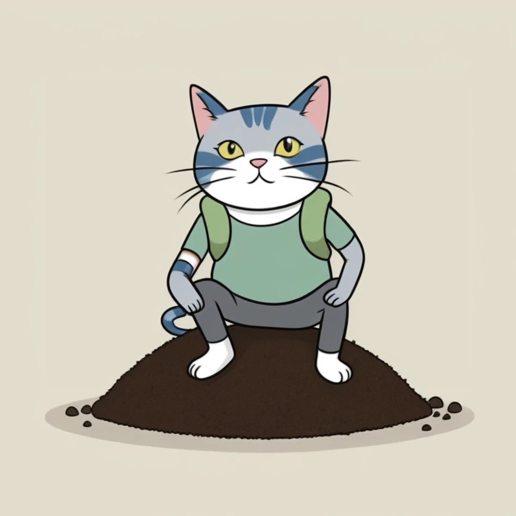 adtime, cat teacher, full body, soil, high quality, 1 cat 