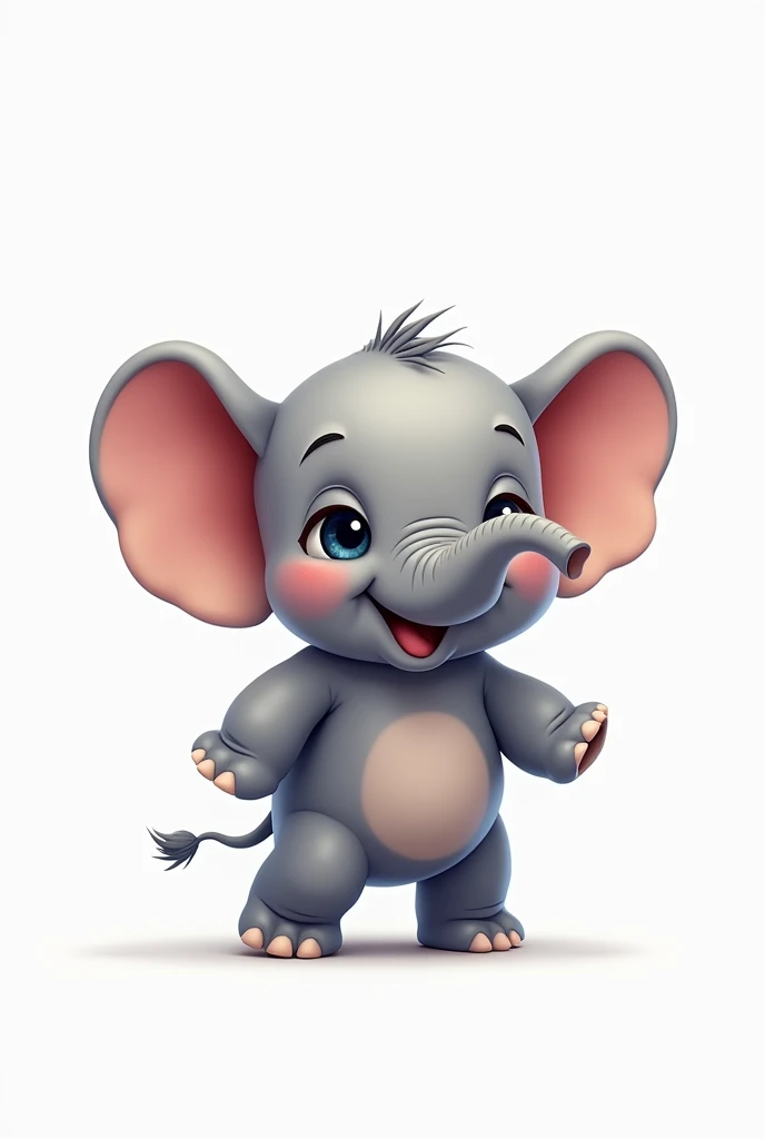I would like to create a cute animated baby elephant to print on double letter paper with a white background