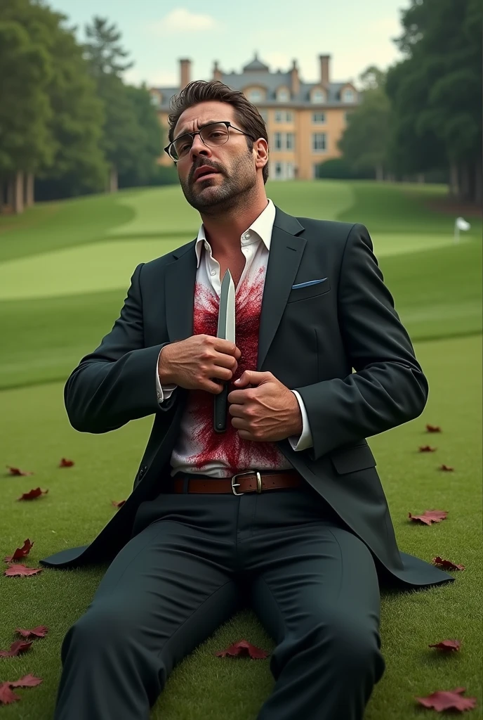 Have a man stabbed on a golf course near his mansion