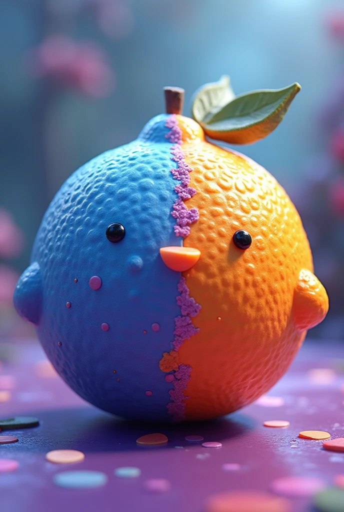 Blue lemon with purple orange