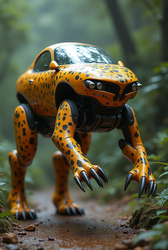 Create a car but instead of wheels it has leopard legs