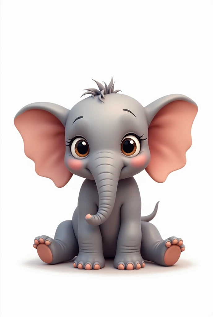I would like to create a cute animated baby elephant sitting down to print on double letter paper with a white background 
