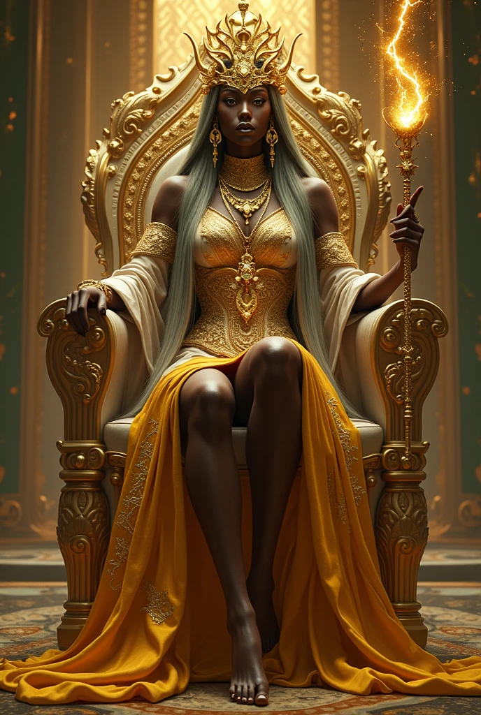 Back man in a golden and white hall. Upper Body encrusted in gold. Golden eyes. Sultry look. Short white hair. Golden beads on head that reaches his forehead. Long golden earrings. Full Finger Chinese style gold rings. Golden staff. Filled with golden lightening. Sitting on a throne. Ultra high quality.
quality.
Black women in a golden and black hall. Upper Body encrusted in gold. Golden eyes. Sultry look. Long black hair that reaches her feet. Golden crown on head that reaches her forehead. Long golden earrings. Full Finger Chinese style gold rings. Filled with golden lightening. Sitting on a throne. Ultra high quality.
Black women in a golden and white hall. Upper Body encrusted in gold. Golden eyes. Sultry look. Long white hair that reaches her feet. Golden crown on head that reaches her forehead. Long golden earrings. Full Finger Chinese style gold rings. Filled with golden lightening. Sitting on a throne. Ultra high quality.
Black women in a golden and green hall. Upper Body encrusted in gold. Golden eyes. Sultry look. Long green hair that reaches her feet. Golden crown on head that reaches her forehead. Long golden earrings. Full Finger Chinese style gold rings. Filled with golden lightening. Sitting on a throne. Ultra high quality.
Black woman. Upper Body encrusted in gold. Golden eyes. Sultry look. Long white hair that reaches her feet. Golden crown on head that reaches her forehead. Long golden earrings. Full Finger Chinese style gold rings. Filled with golden lightening. Sitting on his lap. Ultra high quality.