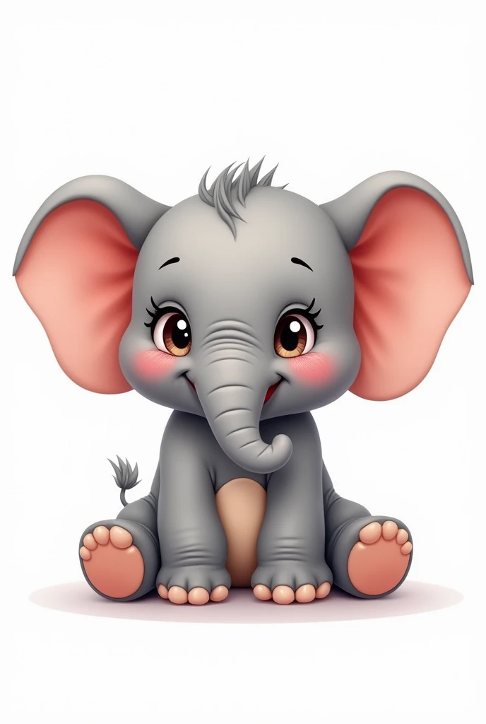 I would like to create a cute cartoon baby elephant sitting to print on double letter paper with a white background 