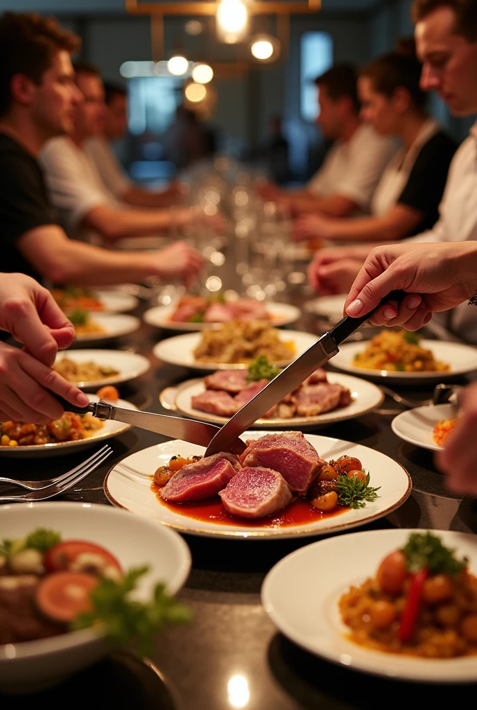 Image of each piece of meat or any other food must be cut at the time of eating it