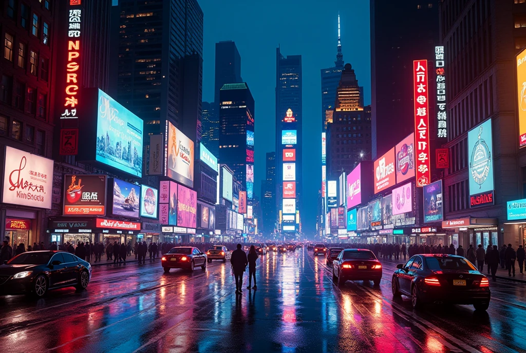 New York City, masterpiece, Highest quality, uhd, Night view, (Ultra-high resolution,8k), Neon Town, (Photorealistic), Colorful
