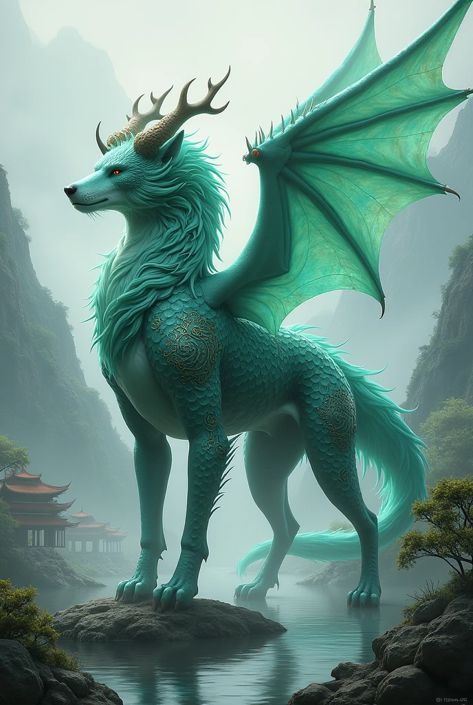mix a wolf with a Chinese dragon