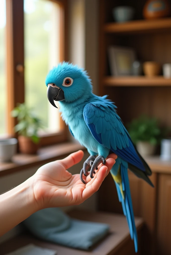 Raise a baby blue macaw to be a pet