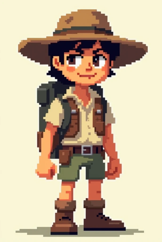 Create a game character based on a pitfall Atari character using 8-bit pixel art . Generate the character for a platform side scroll game. Create just the character with out background.