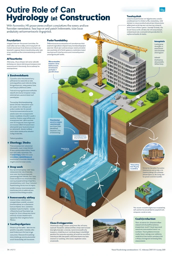 creates an image of the hydrology linked to construction, where you can see why it is important, that is explanatory and uses elements of construction 