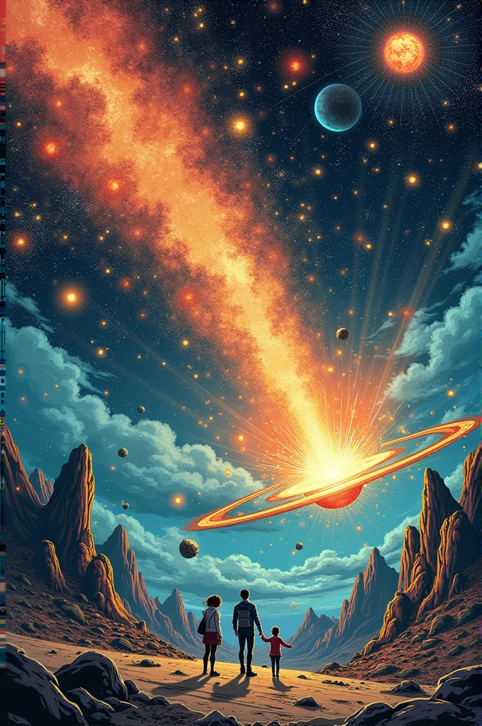 Create me a 3-page comic about the origin of life with the theory of panspermia