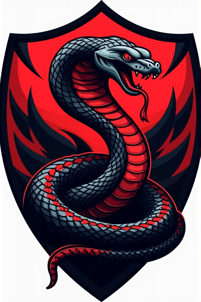 Black and red snake football team crest