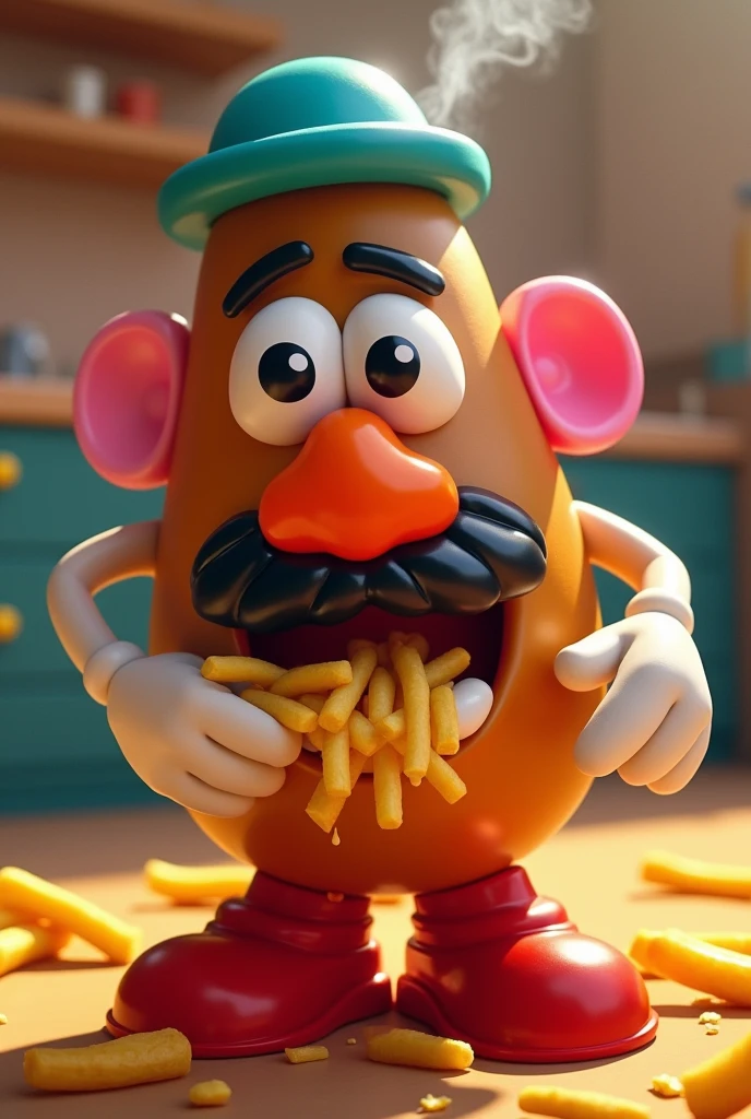 Mr. Potato Head Eating French Fries