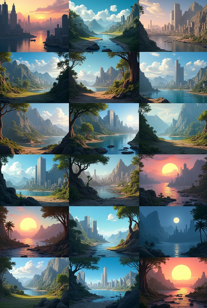 Sixteen images with different places