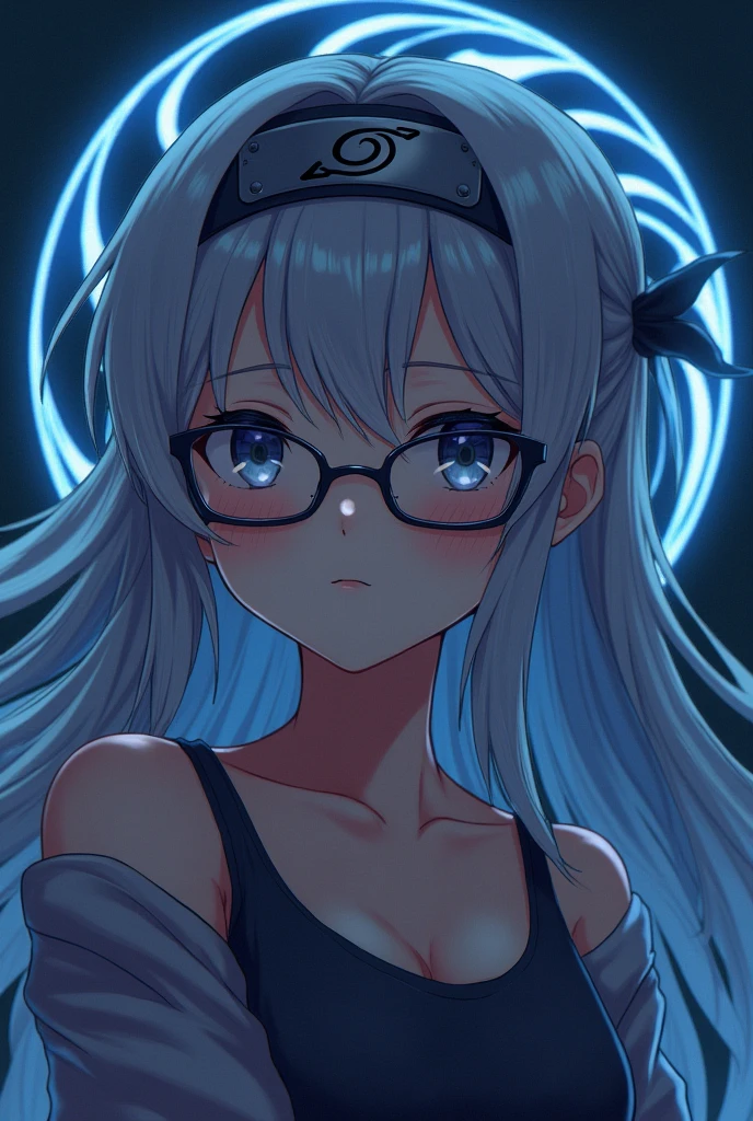 anime girl with glasses and long hair, anime visual of a cute girl, anime style. 8k, pin on anime, anime vibes, anime style 4 k, anime moe artstyle, anime aesthetic, anime girl desktop background, anime visuals, anime girl with real hair, ethereal anime, anime girl with long hair, beautiful anime portrait , anime , naruto, naruto anime, sharingan background, night time, dark , sharingan , wearing naruto headband  