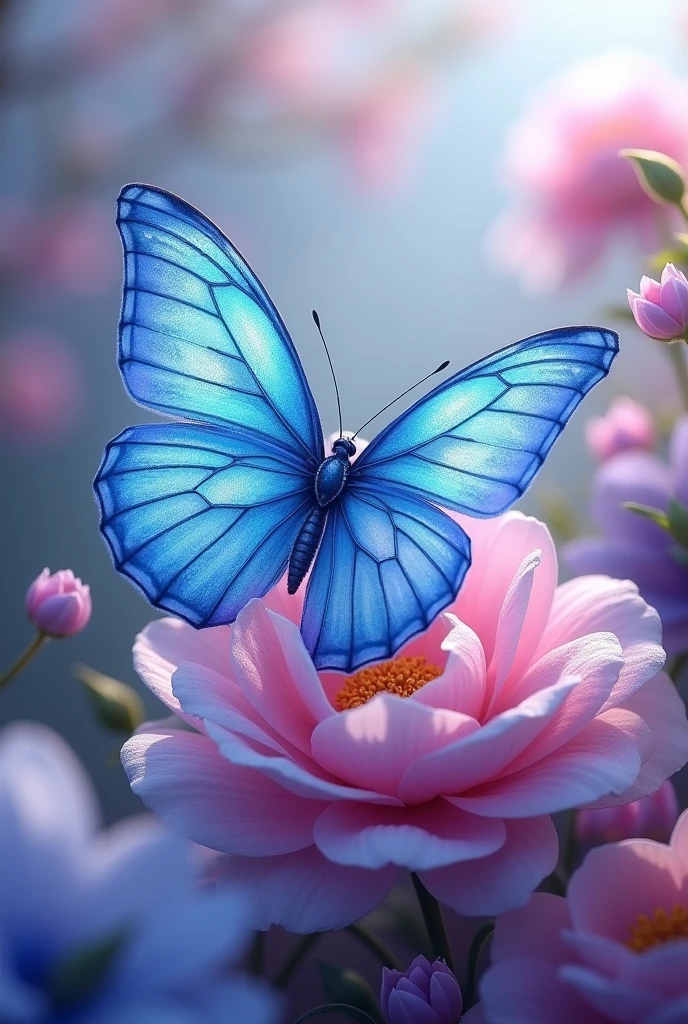Blue butterfly and flower logo