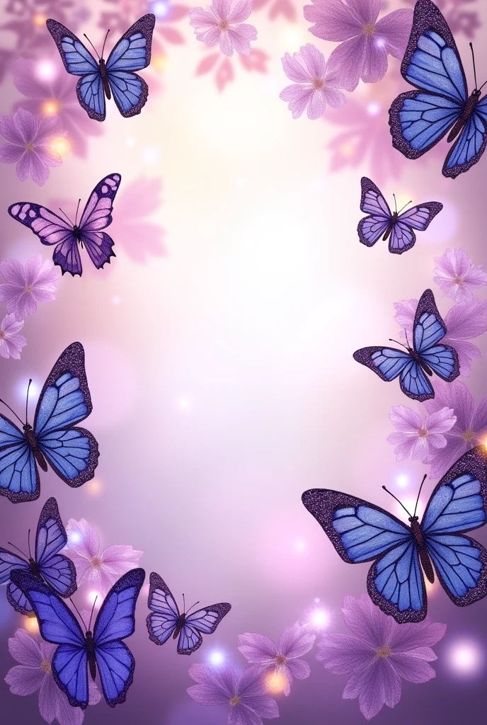 a birthday invitation with a butterfly theme and purple glitter. with the following information Luiza turns , on September 6th, Friday, as 18hrs. Address: main square street, 50 - california, BH. party room.