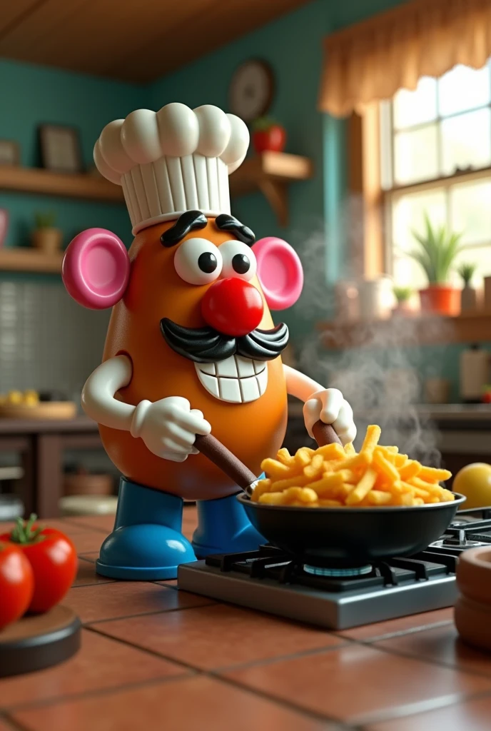 Mr. Potato Head Cooking French Fries
