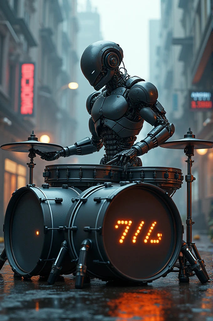 double bass drumset robot design cyberpunk