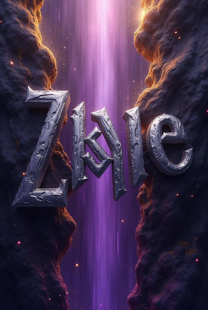 Silver letters all over the middle, with purple and gold where it says " SVVBZ " with Dark Metal font