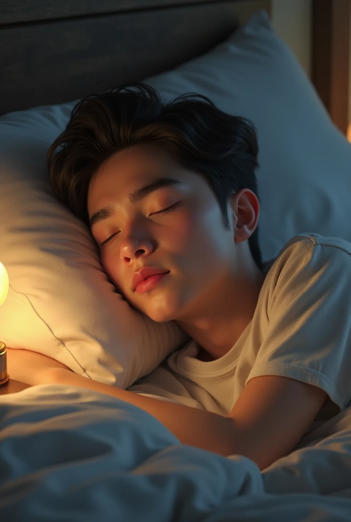 A young man who is fast asleep