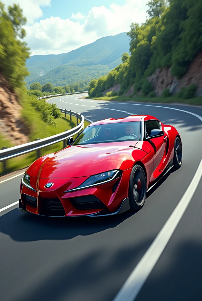 Red car an the roud
