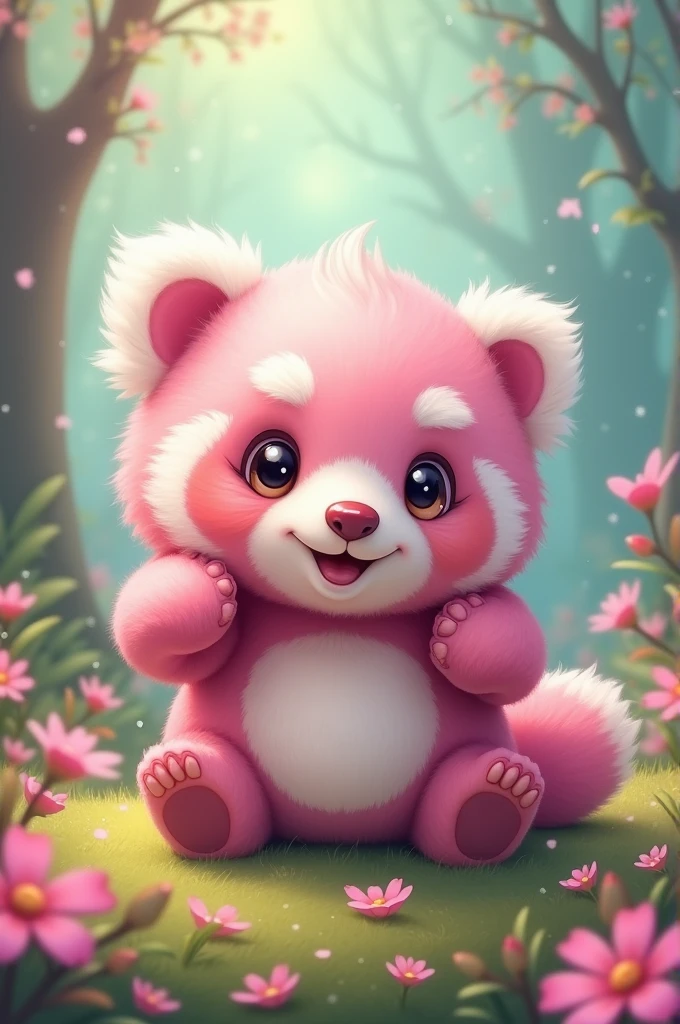 very small but very chubby pink panda