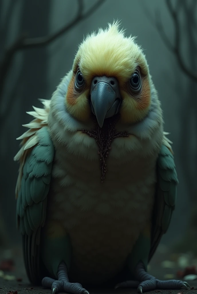 A macabre parakeet