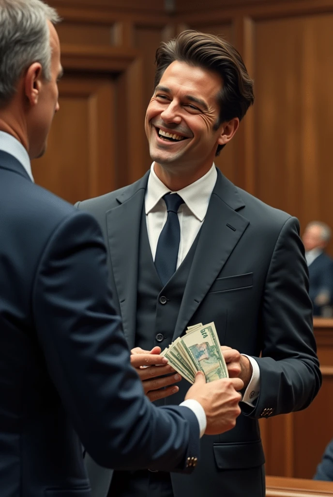 Pavel Durov paying bail with a laughing expression