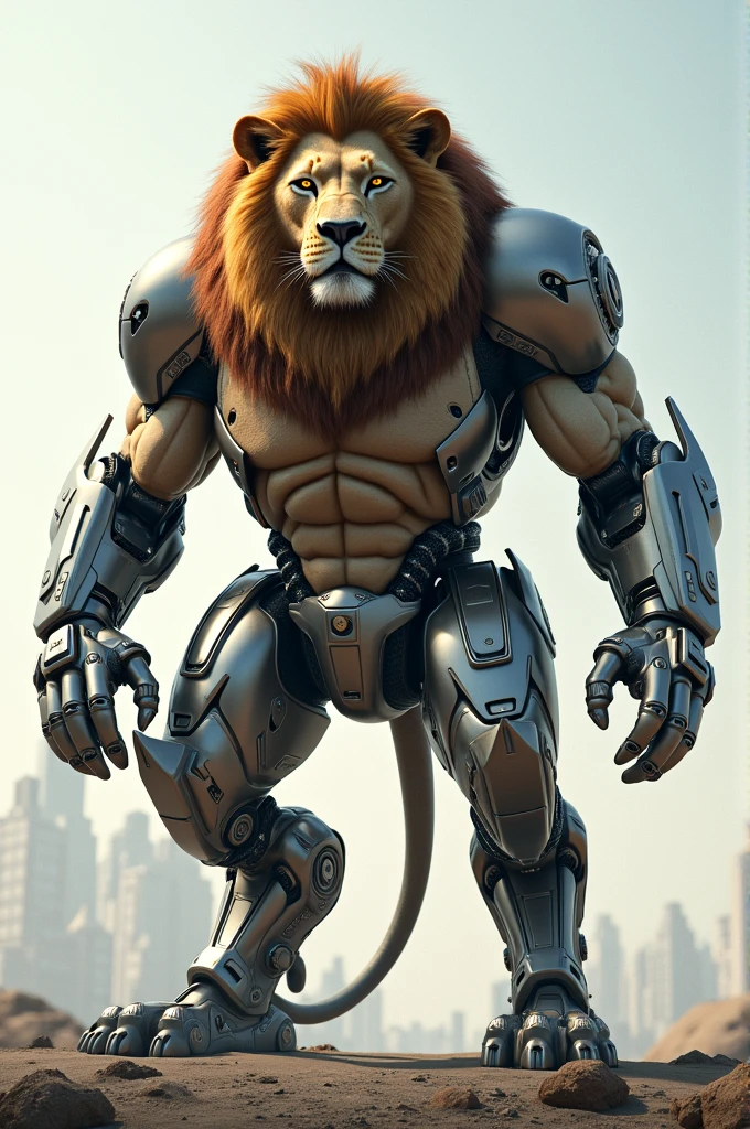 Lion with eight cyborg legs