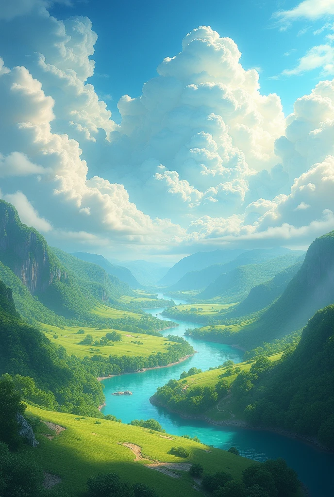 A perfect paradise seen from above among the clouds