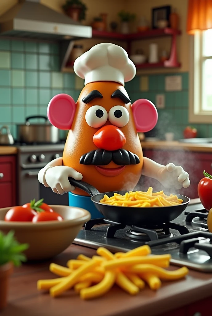 Mr. Potato Head Cooking French Fries 
