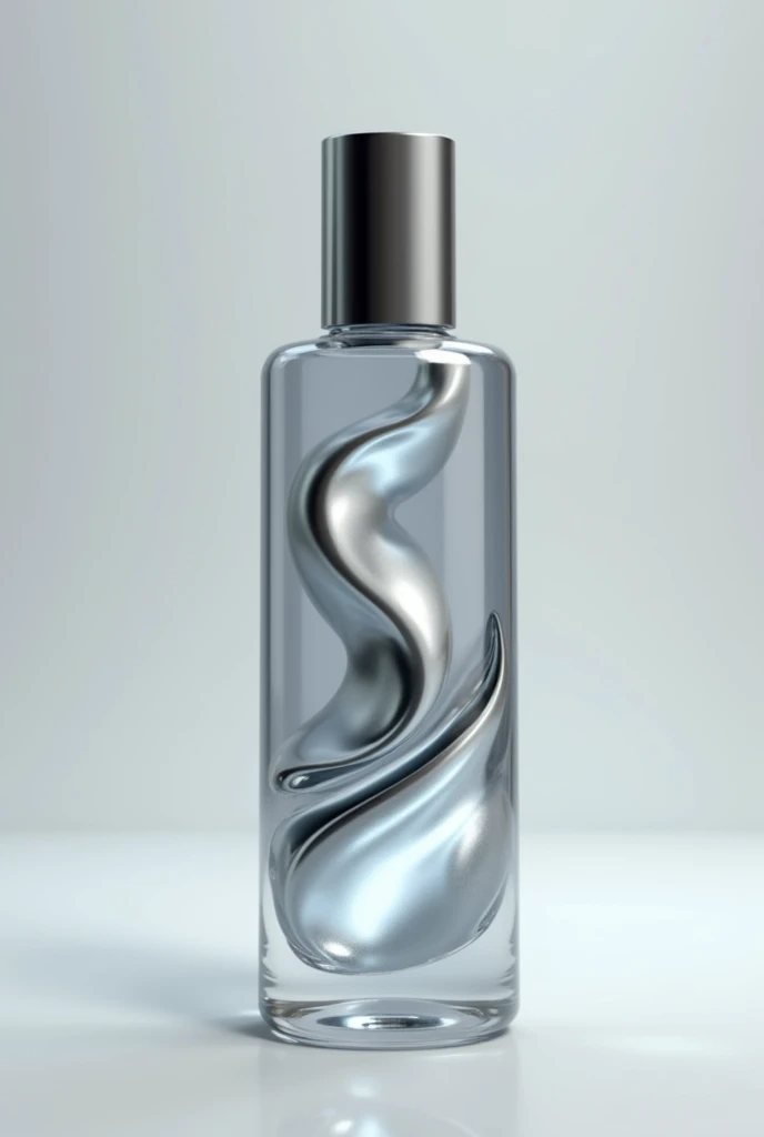 create a bottle with a silver liquid
