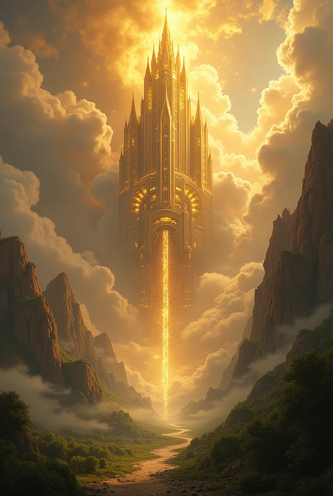 An image of the new Jerusalem descending from heaven to Mount Zion