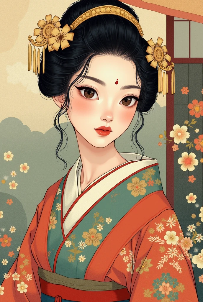 20 year old Japanese girl with a scar on her forehead, about to get married in the year 1800
