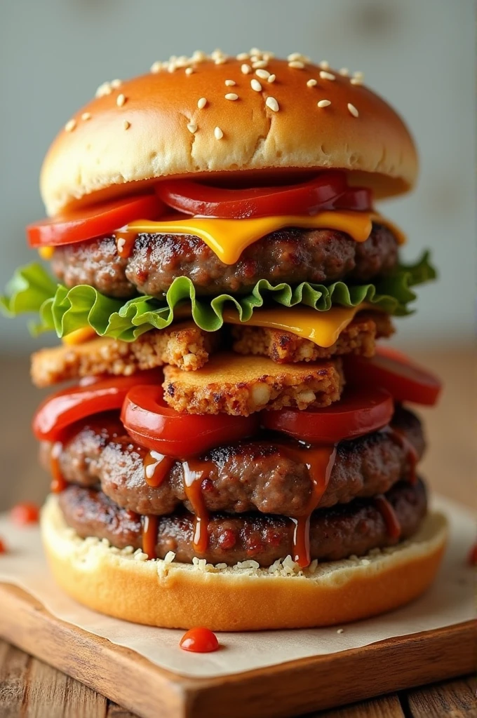 I need to make a mix of sausage and hamburger, but I want a completely mixed image, where confusion of the mixture is noted, using non-hamburger buns, but a bread that is consumed daily.... What I want to achieve is that people laugh at the SALCHIBURGER