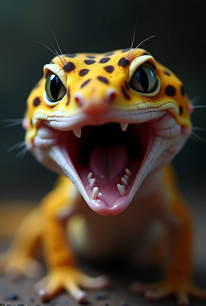 Leopard gecko biting