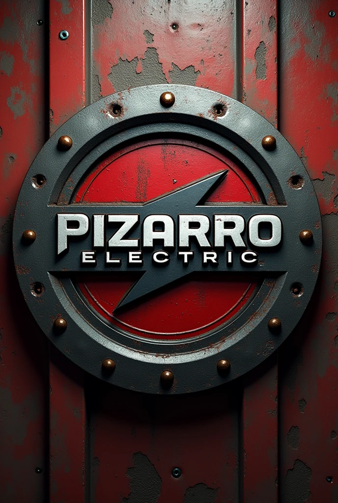 Imagine a hyper-realistic logo of an electric company called PizarroElectric, Milwaukee Tools Background 