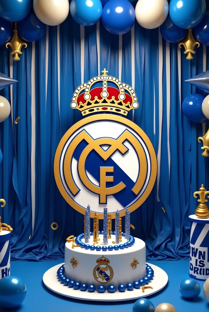 Create a Real Madrid birthday decoration.