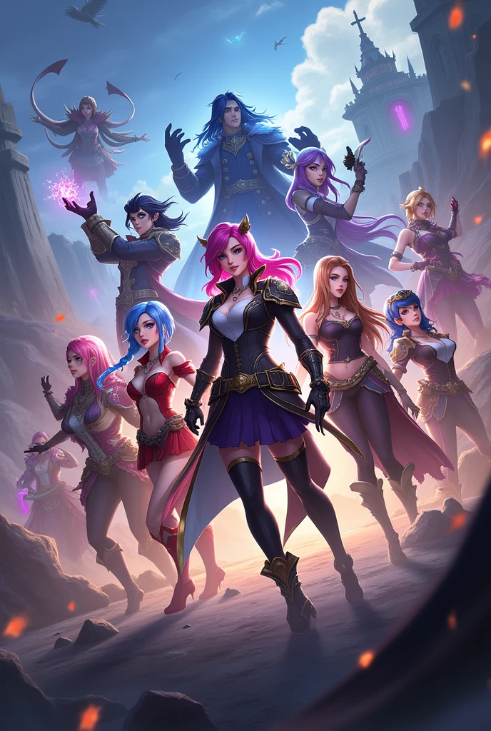 Generate an image with all the characters from the MLBB game