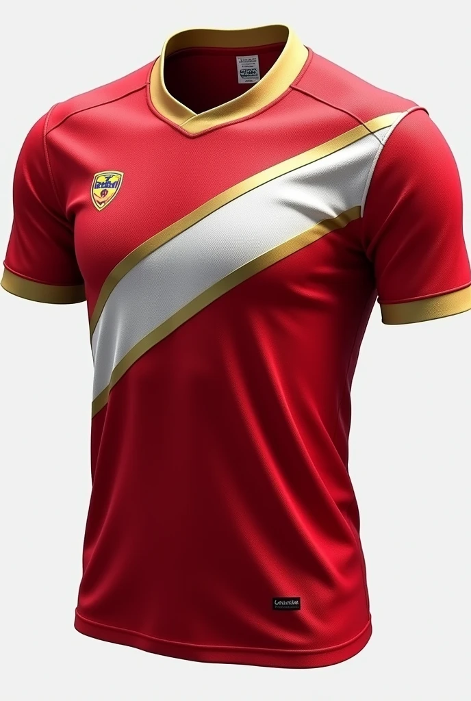 Create team shirt with red color, white and golden
