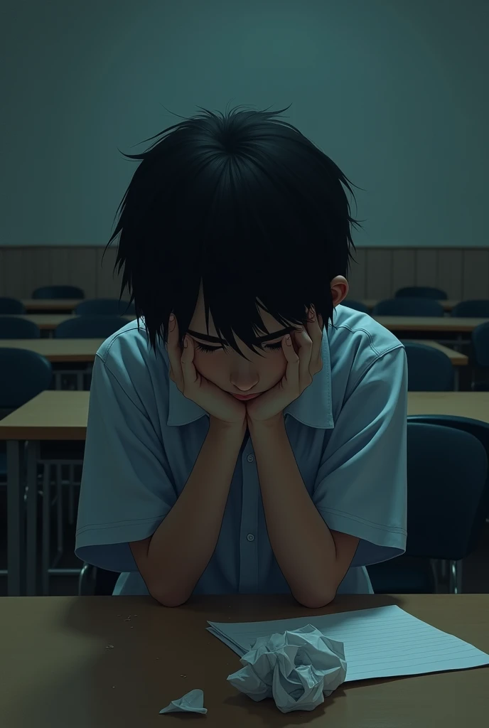 A student feeling down for being last in class