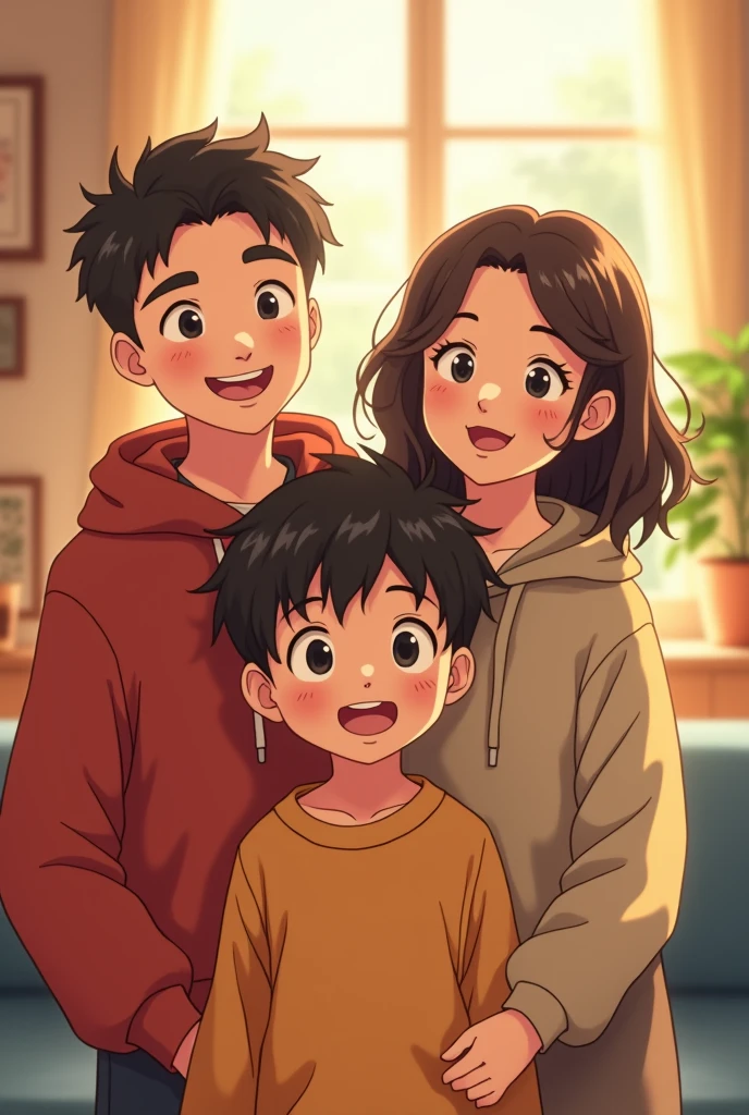anime family that includes little brother age 10, mom, dad and me all together