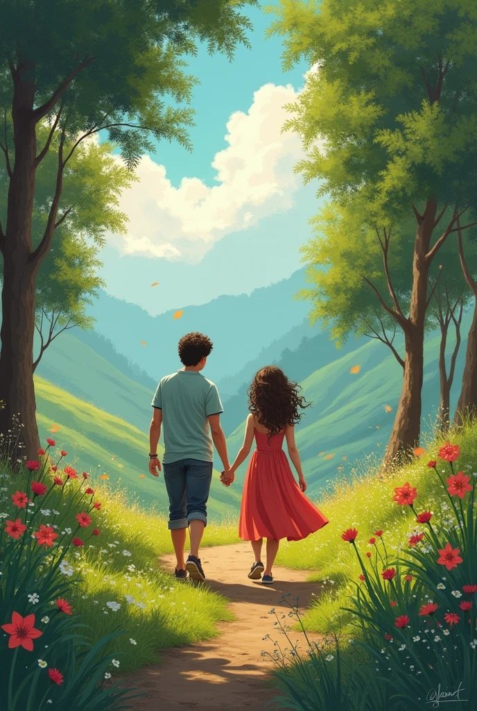 It's about this story# The Cycle of the Seasons: A Youthful Love with Pitfalls and Challenges
## Chapter 1: The Beginning of a Dream In the charming town of Valle Escondido, Spring brought with it life and color. clara, a young 1 painter, I spent hours in the countryside looking for inspiration. Her curly hair and dreamy gaze reflected the sunlight.. He always carried a sketchbook under his arm., where he captured not only landscapes, but also their deepest desires.
Your friend Samuel, an intelligent and somewhat reserved boy, He accompanied her on her walks. Samuel was attracted to nature and philosophy, and often spoke of the Andean beliefs he had inherited from his family.. A clara le fascinaban sus historias sobre Pachamama, Mother Earth, and how each season had a spiritual meaning.
One day, as they sat under a flowering tree, clara sintió que era hora de hacer algo. Her friends, Sofia, Valeria and a new friend, Lucy, They were determined to help her confess her feelings for Samuel..
—clara, deberías decirle que te gusta —sugirió Sofia, with a mischievous smile.
—What if he laughs at me?? —respondió clara, nervous.
-Don't worry, We have a plan! —said Valeria, with a sparkle in his eyes.
Lucy, always optimistic, added:
—Let's go, clara! Sometimes, you just have to take risks. If you don't do it, you will never know.
## Chapter 2: The Summer Trap With the arrival of summer, The town was filled with festivities. During the feast of San Juan, Sofia, Valeria y Lucy idearon un plan para que Samuel notara a clara.
—Let's play "TRUE o reto", and you have to choose "TRUE" —dijo Sofia, mirando a clara con complicidad.
clara, without suspecting anything, accepted. When it was your turn, Valeria asked:
—clara, Who would you like to kiss at this party??
clara, feeling cornered, looked at Samuel, that was close. However, Lucy, that was attentive, decided to intervene.
—Samuel, Who would you kiss if you had to?