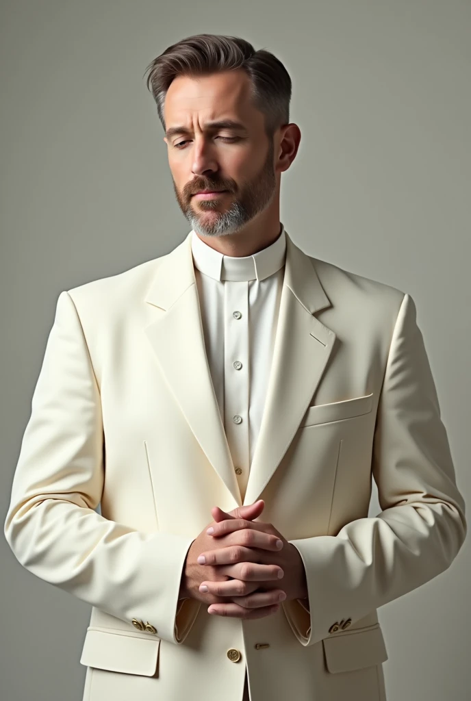 photo of a strong handsome blonde pastor in his mid 40âs looking unhappy, wearing ((pastor clothes)), church, realistic, masterpiece, intricate details, detailed background, depth of field