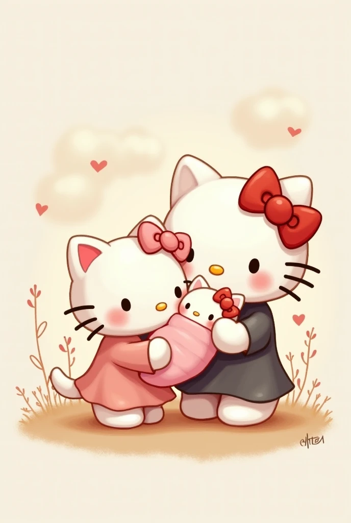 Hello kitty and shadow with their baby girl